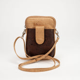 Crossbody Bag in Natural Cork with Brown Panel