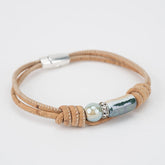 Cork Bracelet with Blue Ceramic Bead
