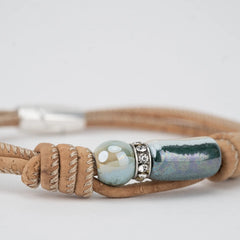 Cork Bracelet with Blue Ceramic Bead