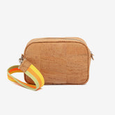 Natural Cork Bag with Neon Strap and Red Lining
