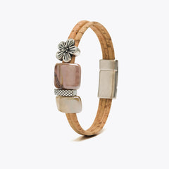 Bracelet in Natural Cork with Ceramic and Silver Details