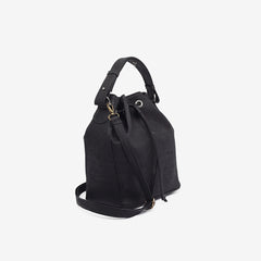 HandBag with Strap in Black Cork