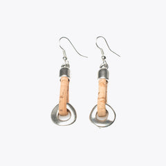 Earrings in Natural Cork with Silver Hoop