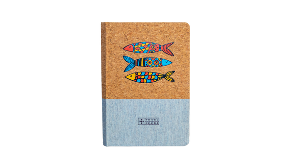 Notebook in cork & bluish linen A5 | Sardines