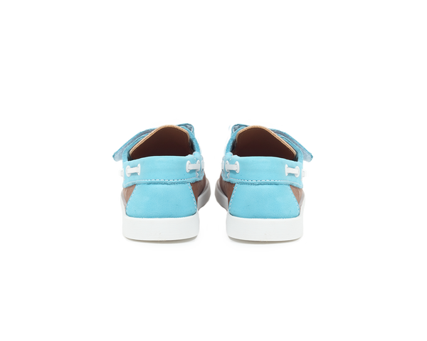 Eco Kids Boat Shoe | Beige / Light Blue - Vegan Shoes Rutz