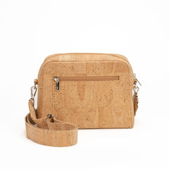 Cork shoulder bag with zipper closure - Natural