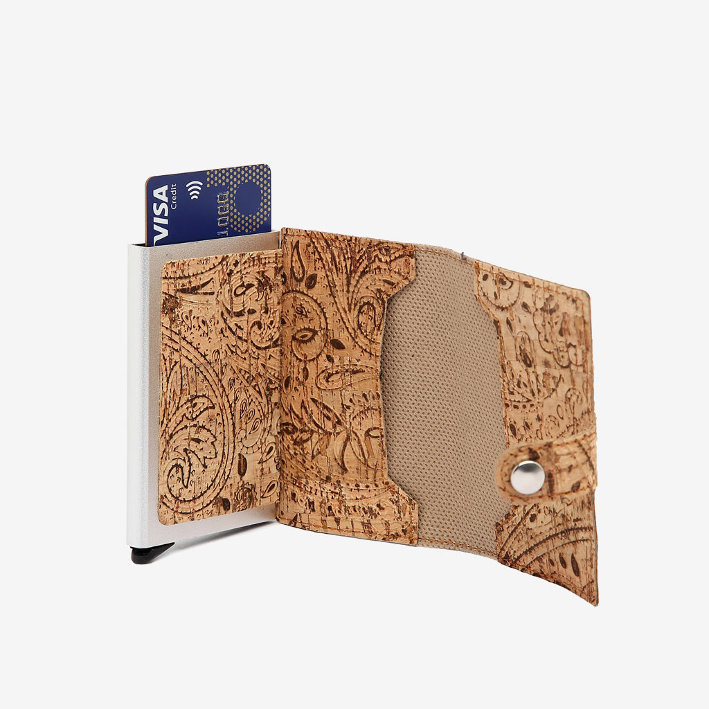 Pop-Up Card Holder in Natural Cork with Laser Design