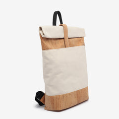 Roll-Up Backpack in Natural Cotton and Natural Cork