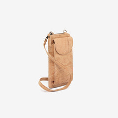 Vertical Shoulder Wallet in Natural Cork