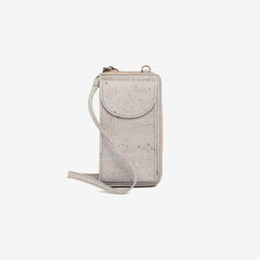 Vertical Shoulder Wallet in Grey Cork