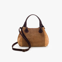 HandBag in Natural Cork, Handles and Strap in Chocolate Brown