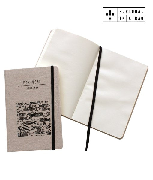 Notebook A5 Cotton Hardcover | B&W Sardines