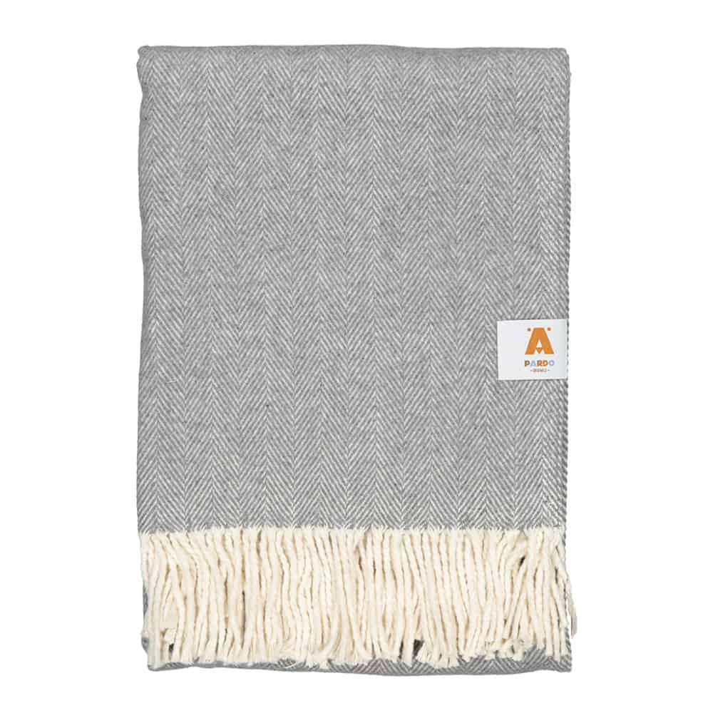 XL Gray Cotton Herringbone Throw