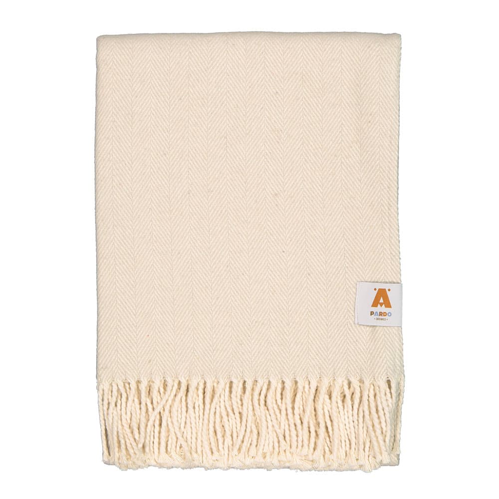 Cream Cotton Herringbone Throw