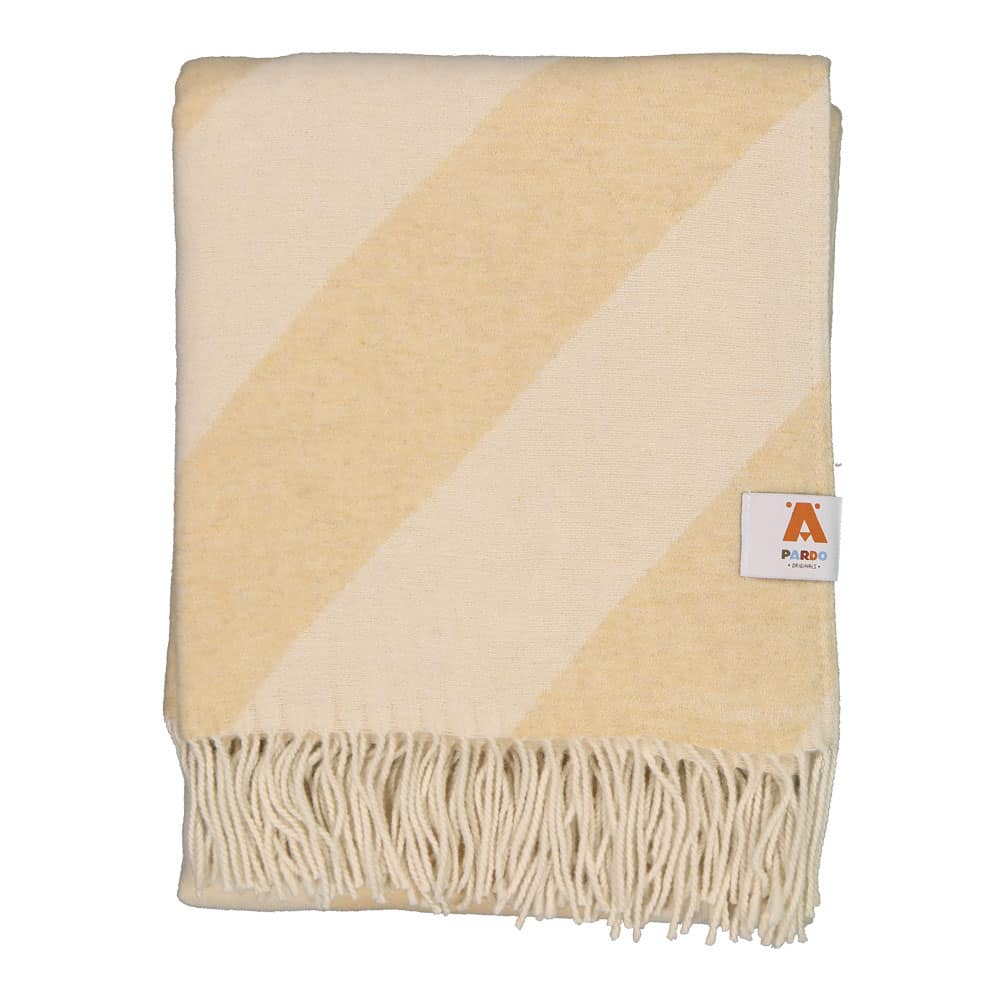 Sheeps Wool Throw - Beige Diagonal Strips