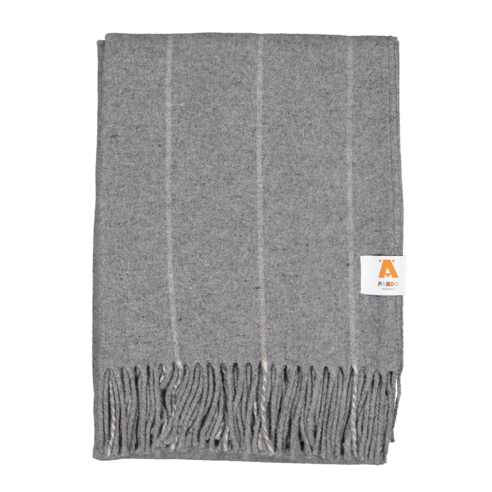 Sheeps Wool Blanket - Dark Gray with Stripes