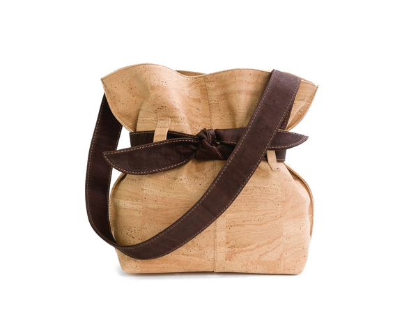Vegan Shoulder Bag w/ Big Bow | Natural - Vegan Shoes Rutz