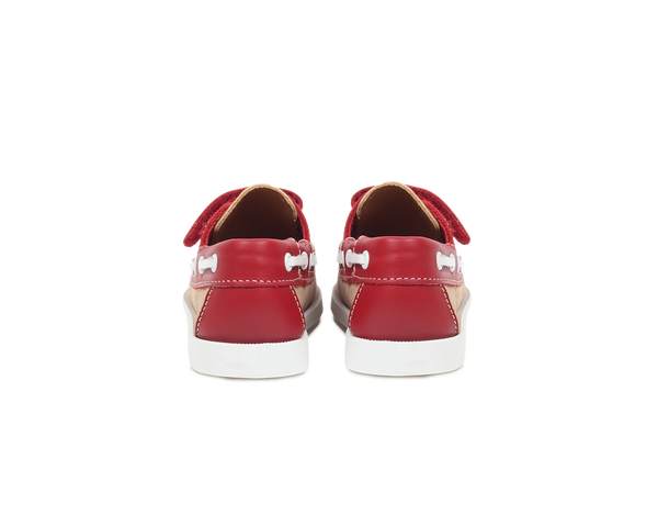 Eco Kids Boat Shoe | Natural / Red - Vegan Shoes Rutz